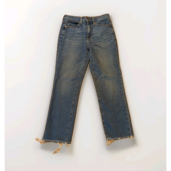 J. Crew Essential Straight Jeans Womens 27 Blue Medium Wash Raw Hem - Picture 1 of 8